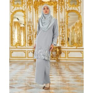 Baju Kurung Royal Lace Ayra - Pigeon Gray