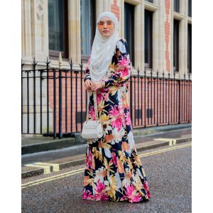 Dress Ruffle Printed Primrose - Daphne Black