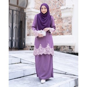Baju Kurung Moden Lace Hayley - French Violet
