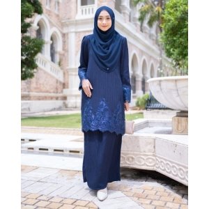 Baju Kurung Moden Lace Hayley - Navy Blue