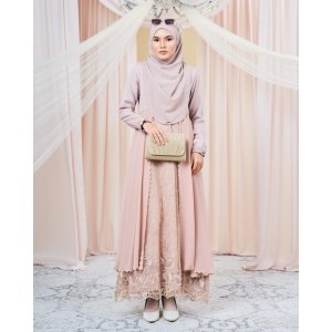 Dress Lace Sulam Rozana - Tan Latte