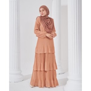 Dress Pleated Herisa - Sepia Brown