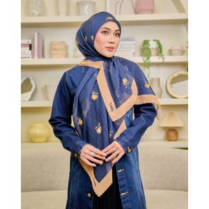 Valily Tudung Bawal Cotton Voile Essaouira - Zyra Navy