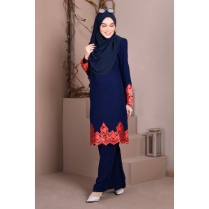 Baju Kurung Lace Royal Maya - Navy Blue